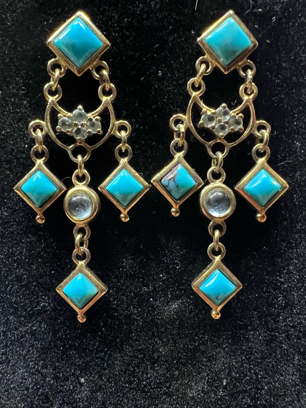 Turquoise Blue Dangle Chandelier Earrings - Women Jewelry